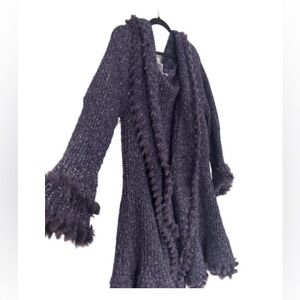 K Jordan Textured Purple Cardigan with faux fur accents